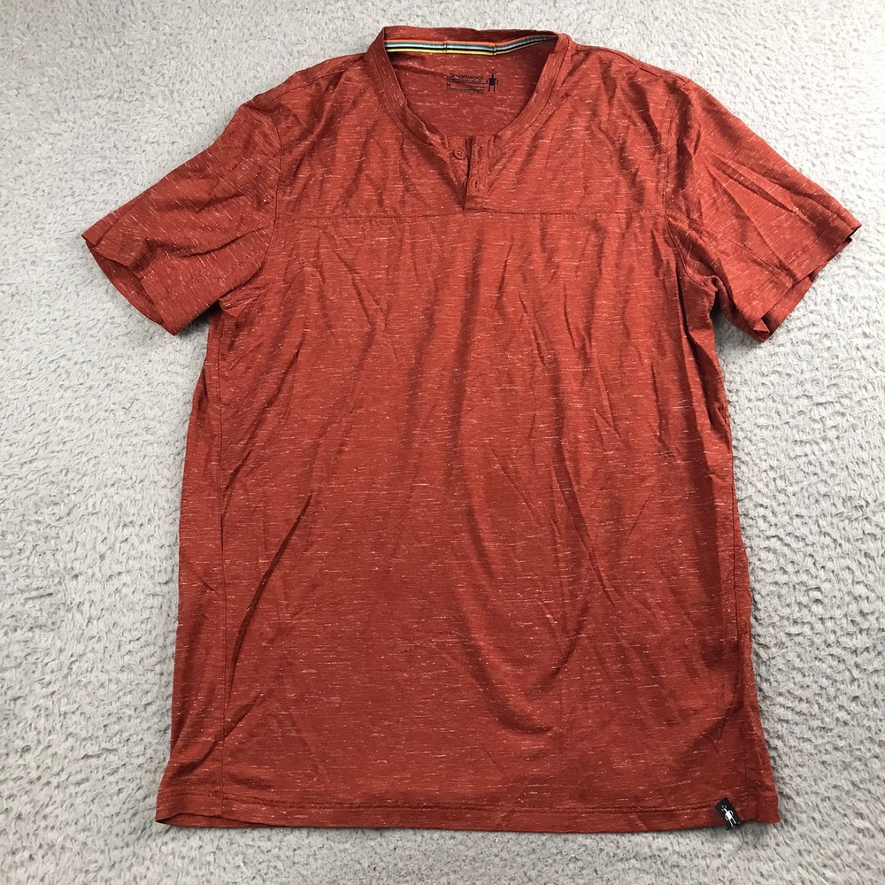 Smartwool Everyday Exploration Merino Sport 150 Hemp Henley Shirt Mens M Rust